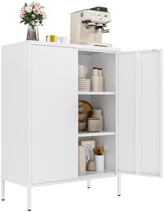 Metal Locker Cabinet, 3 Tier Modern Storage Freestanding Sideboard by XIOMIOHTRQ