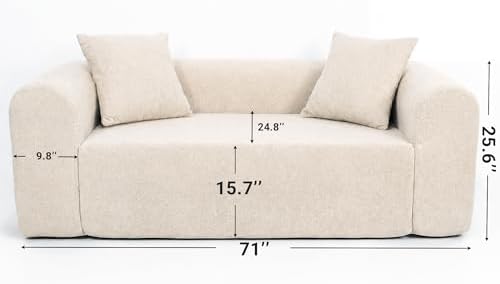 Claiks 71" Boneless Cloud Couch, Deep Seat Loveseat - Image 2