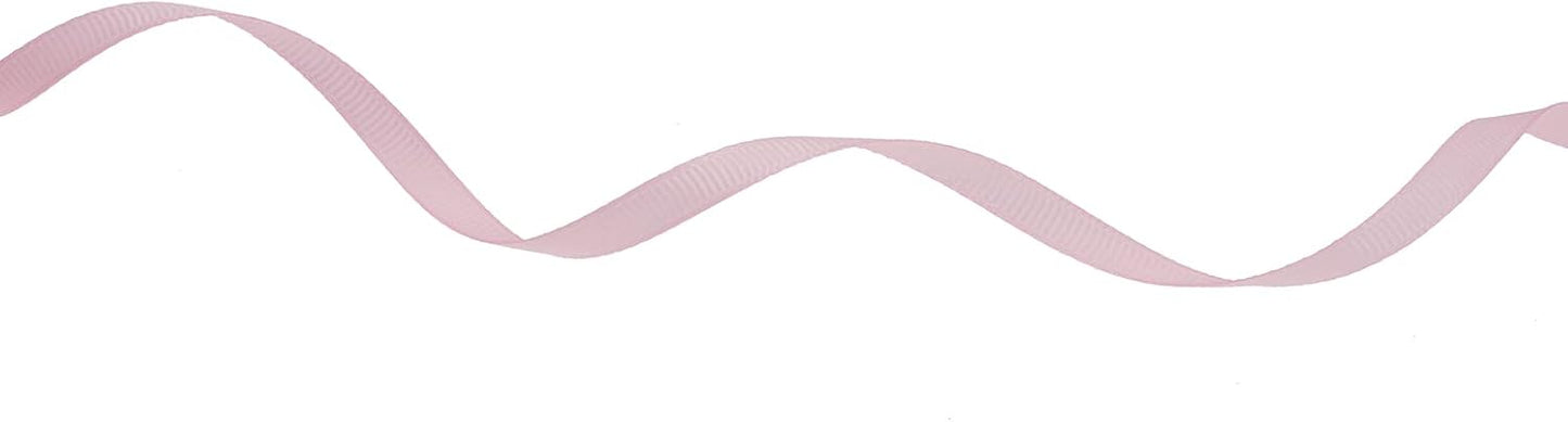 Solid Grosgrain Ribbon 25 Yard Each Roll 100% Polyester Woven Edge (1/4", Pink)