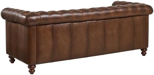 ONBRILL 80" Genuine Leather Sofa, Full-Grain Leather Chesterfield Sofa - Image 4