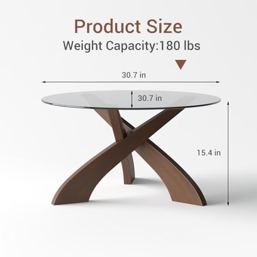 Honyee Glass Coffee Table, 30.7” Round Coffee Table - Image 2
