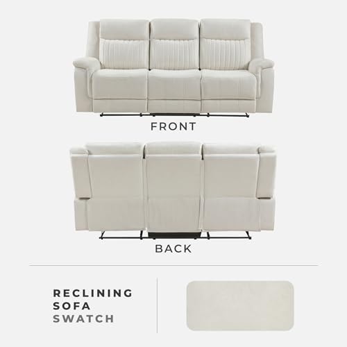 Lexicon Polished Microfiber Wall Hugger Manual Double Reclining Sofa - Image 6
