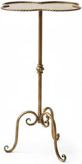 Antique Gold Metal Side Table, Modern Accent Small Drink Table, Coffee Martini by REMENNA