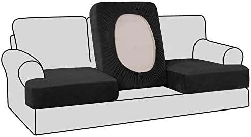 H.VERSAILTEX Stretch Velvet 3 Piece T Cushion Sofa Slipcovers by HVERSAILTEX