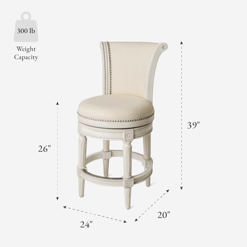 Maven Lane Pullman Counter Stool, Cream Solid Wood Frame - Image 3