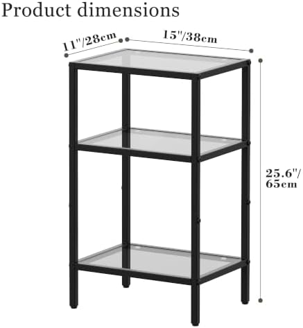 Glass Side Table, Tempered Glass End Table, 3-Tier Nightstands - Image 3