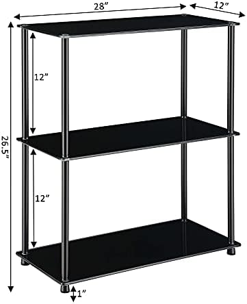 Convenience Concepts Designs2Go Classic Glass 3-Tier Bookshelf 28" - Image 3