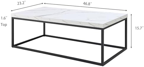 CENSI 47-Inch White Marble Coffee Table/Center Table, Large Size - Image 2