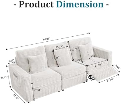 ORRD Power Reclining Sectional Sofa, Electric 3 Seat Recliner - Image 2