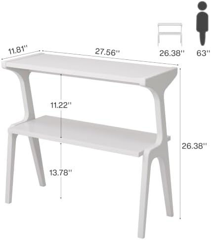 Tribesigns 2-Tier Solid Wood Side Table, Modern White End Table - Image 2