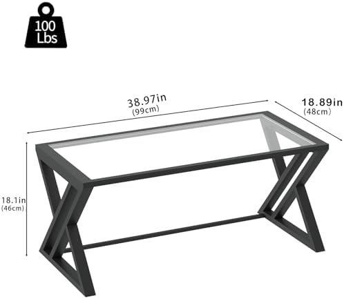 Wolawu Coffee Table Black Glass Coffee Table - Image 2