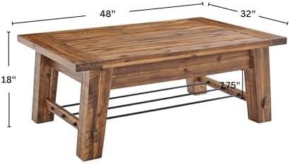 Alaterre Durango Rustic Industrial Solid Wood Coffee Table - Image 3