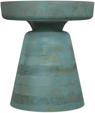 SIMPLIHOME Robbie 16" Wide Solid Wood Round End Table in Teal Wash - Image 5