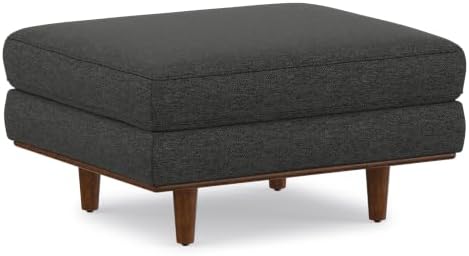 SIMPLIHOME Morrison 33" Wide Woven-Blend Rectangle Ottoman in Charcoal Grey by SimpliHome