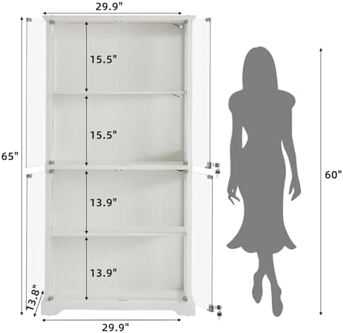 LELELINKY Farmhouse Glass Display Cabinet - Image 3