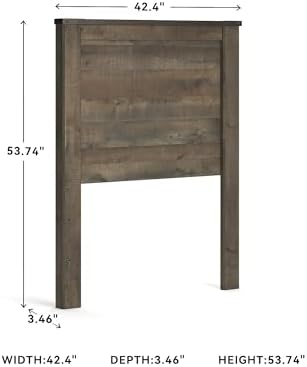 MAKLAINE Twin Panel Headboard, Engineered Wood, Rustic Brown Plank Finish - Image 3