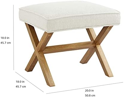 Amazon Basics Small Ottoman Foot Rest, Mid-Century Modern X Square Polyester - Image 3