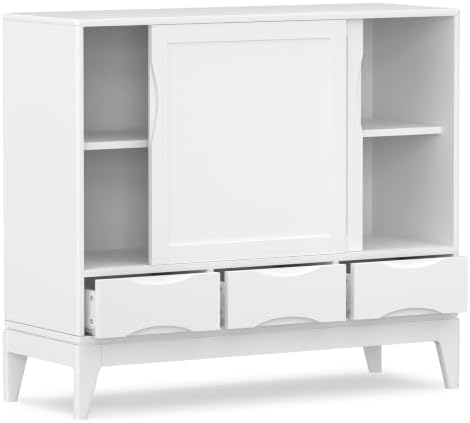 SIMPLIHOME Harper 48" Wide Solid Wood Storage Cabinet in White - Image 4