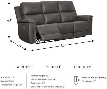 Signature Design by Ashley Burnley Leather Power Reclining Sofa - Image 3