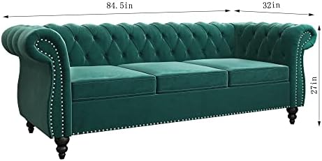 ORRD Chesterfield Sofa Velvet, Modern Tufted Couch 3 Seater - Image 2