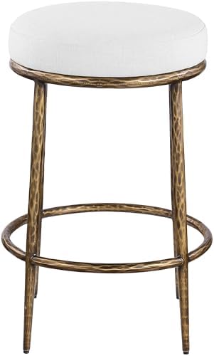 Meridian Furniture Ferro White Linen Textured Performance Fabric Counter Stool - Image 4