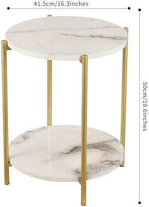 Gawicpy 2 Tier Round Side Table, Folding End Tables Coffee Table Simplistic - Image 3