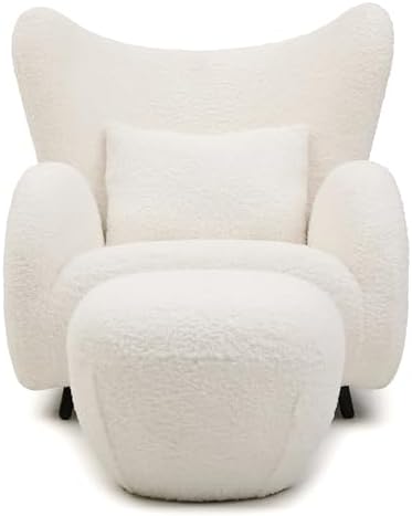 Oversized Teddy Chair and Ottoman Set, Upholstered, - Image 5