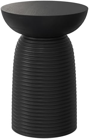 SIMPLIHOME Boyd 13" Wide Solid Wood Round End Table in Black by SimpliHome