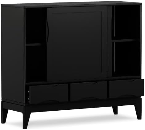 SIMPLIHOME Harper 48" Wide Solid Wood Storage Cabinet in Black - Image 5
