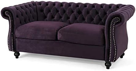 Merax Velvet Loveseat Sofa Couch, Tufted Upholstered Small Love Seat Couch - Image 4