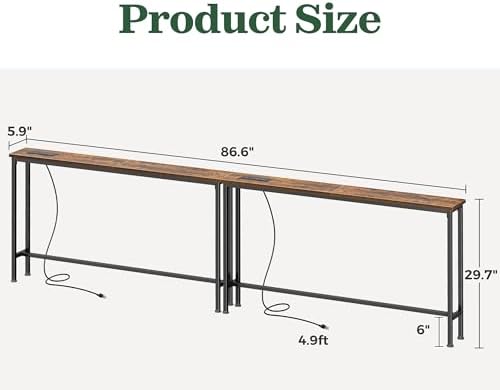 SUPERJARE 86.6 inch Narrow Behind Couch Table - Image 3