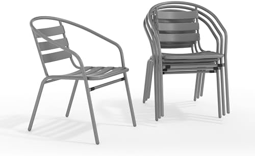 Flash Furniture Lila 4 Pack Silver Metal Restaurant Stack Chair by FlashFurniture