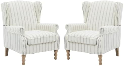 Mid Century Floral Wingback Chairs Set of 2 by Unknown