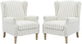 Mid Century Floral Wingback Chairs Set of 2 by Unknown