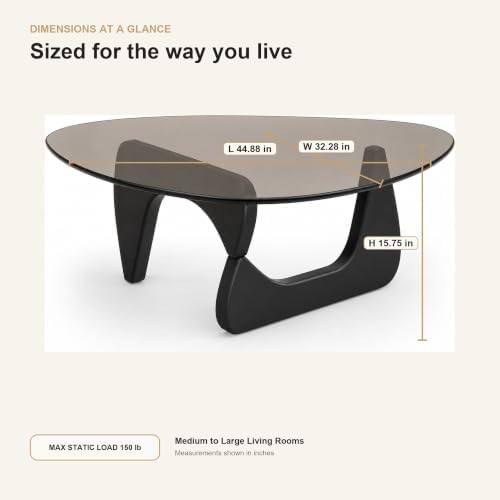 EASYSOUL 44.88-Inch Mid-Century Modern Triangle Glass Coffee Table - Image 2