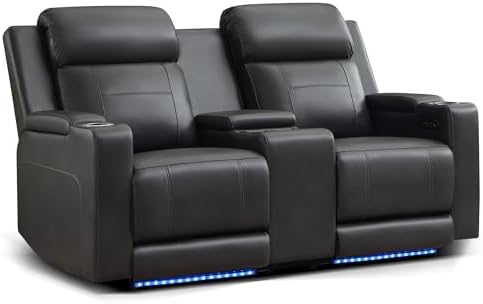 Power Reclining Loveseat with Console/Wireless Charging, Power Loveseat by Neptane