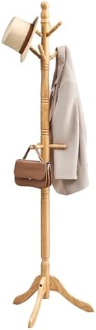 VASAGLE Freestanding Coat Rack, Rubber Wood Coat Tree by VASAGLEbySONGMICSHOME