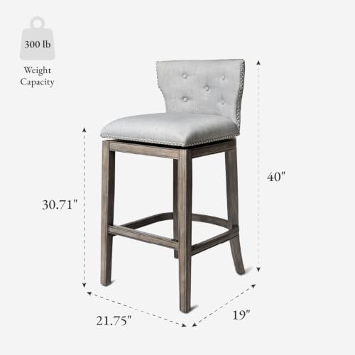 Maven Lane Hugo Bar Stool, Reclaimed Oak Finish, Ash Grey - Image 3