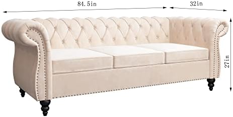 ORRD Chesterfield Sofa Velvet, Modern Tufted Couch 3 Seater - Image 2