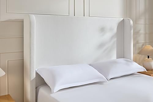 Upholstered Bed Frame King Size, Cream White - Image 6