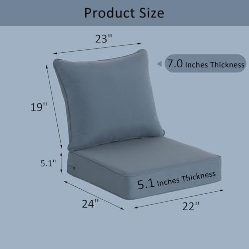 COZYVIDA Patio Seat Cushions, Light Blue - Image 2