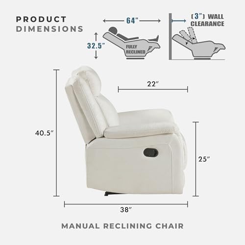 Lexicon Polished Microfiber Wall Hugger Manual Reclining Chair - Image 2