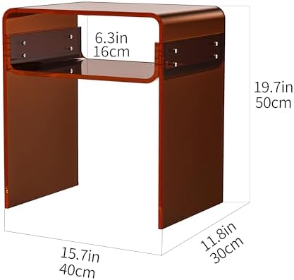 Clear Acrylic End Table 2-Tier Bedside Nightstand - Image 3