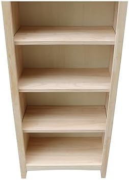 IC International Concepts Solid Wood Narrow Shaker Bookcase, Unfinished - Image 7