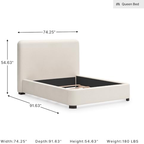 Signature Design by Ashley Upholstered Queen Bed Frame, Tall Headboard - Image 3