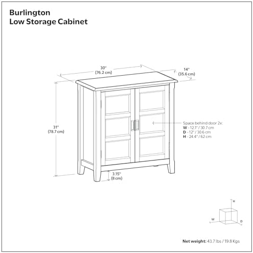SIMPLIHOME Burlington 30" Wide Solid Wood Cabinet in Distressed Grey - Image 3