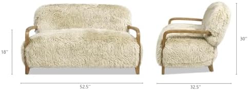 Jennifer Taylor Home Enchante 52.5" New Zealand Sheepskin Accent Loveseat Taupe - Image 3