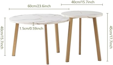 COSIEST Small Coffee Table Set of 2, Round Coffee Table - Image 2