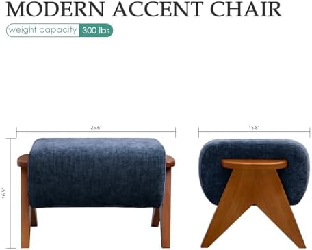 Linen Padded footstools Mid Century Modern Ottoman - Image 2