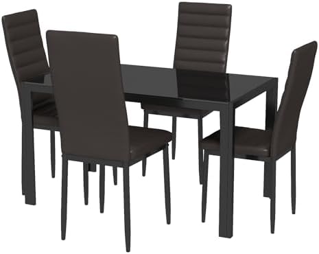 Gizoon Black 5 Piece Glass Dining Table Set - Image 6
